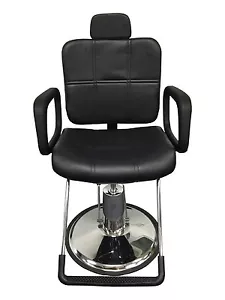 Black Leather Reclining Hydraulic Barber/Styling Chair Salon Station Shampoo - Picture 1 of 9