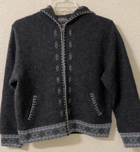 Woolrich Women's 100%Wool Full Zip Fair Isle Embroidered Trim Jacket Cozy Warm - Picture 1 of 9