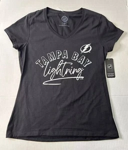 Tampa Bay Lightning Womens T Shirt Medium Hanes NHL Black Ice Hockey Florida New - Picture 1 of 7
