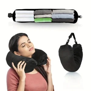 Bolsa de almacenamiento para cuello de almohada funda rellenable terciopelo bolsillos de almacenamiento ajustables - Imagen 1 de 19
