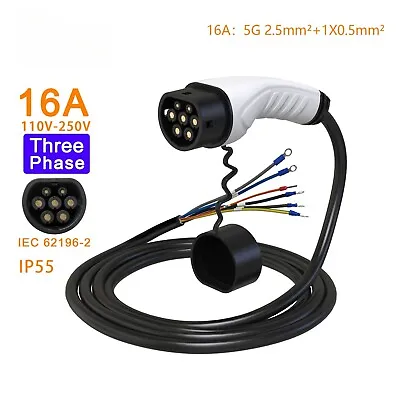 16A 11KW Type 2 EV Charging Cable IEC62196-2 Plug For Electric Vehicles 5m Wire • 156.54€