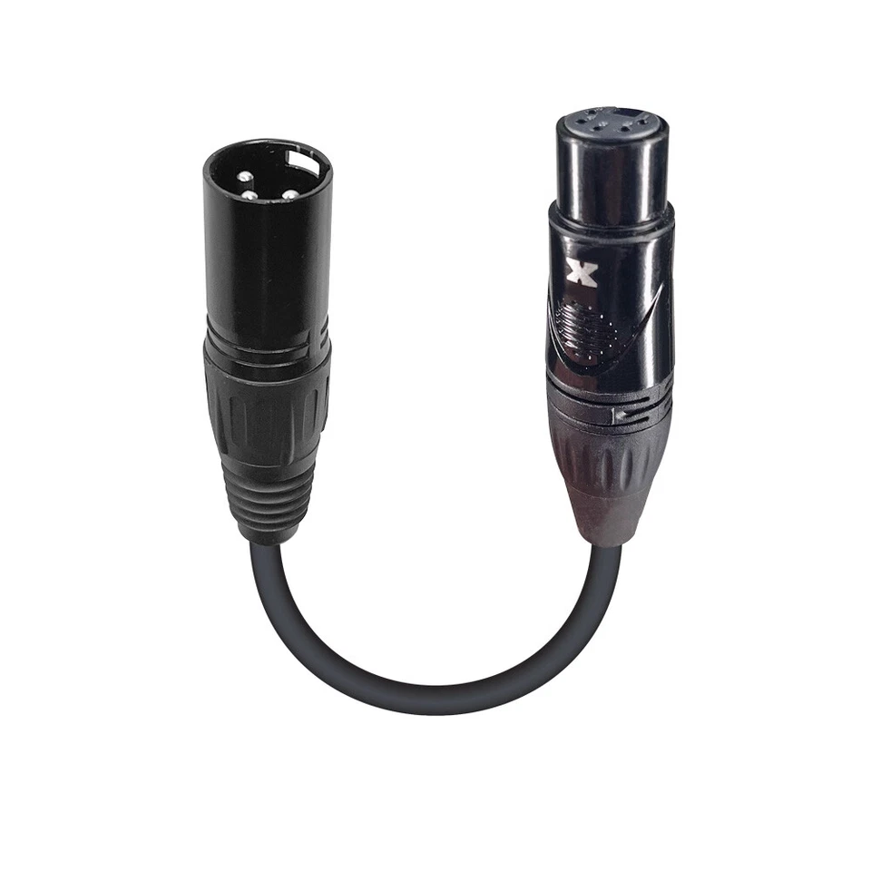 Pro X 6" DMX Male 3-Pin to DMX Female 5-Pin Coupler / Turnaround - Image 1 of 1