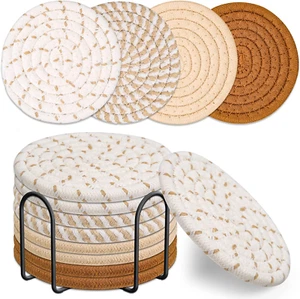 Mckanti Sottobicchieri Set di 8, 4 Colori Sottobicchieri Assorbenti per Bevande, Minimal - Foto 1 di 12