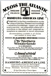 PRINT AD 1928 Hamburg American Line Across the Atlantic SS Reliance SMALL 3 x 4 - Picture 1 of 3
