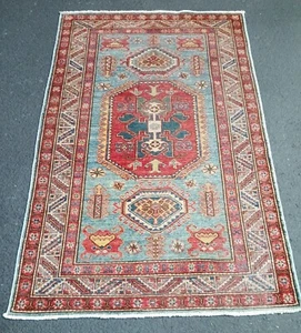 Vintage Geometric Wool Anatolian Turkish Area Rug 3'x5' ft. Hand-knotted Carpet - Picture 1 of 19