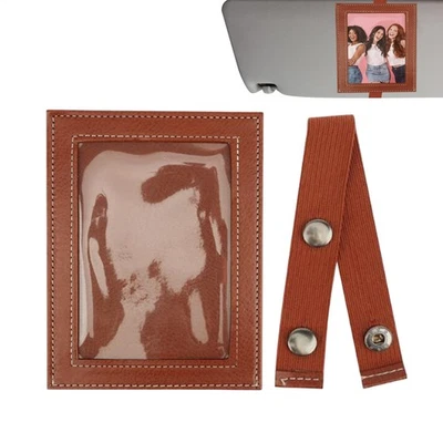 Visera de coche marco de fotos clip coche cuero PU marco de fotos decoración de vehículos Foto 1 de 4