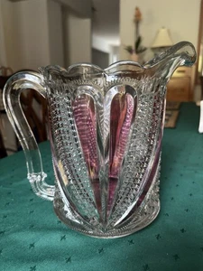 💥 EAPG von US GLAS BLAZING HEART Rubin/Gold gebeizt Krug um 1890-1910 ☆ RAR - Bild 1 von 5