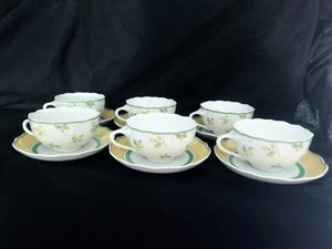 Wedgwood Summer Dream Collection ,Set Of 6 Six Fleuret Tea Cups On Sun Saucers - Picture 1 of 10