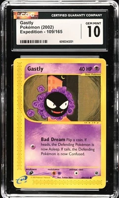 CGC 10 GEM MINT Gastly 109/165 Expedition Base Set Vintage WOTC 2002 Pokémon - Image 1 of 2
