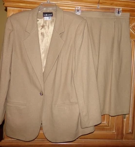 Vtg Sag Habor Womens Size 16 Khaki Pure Wool One Button Blazer & Skit Suit - Picture 1 of 5