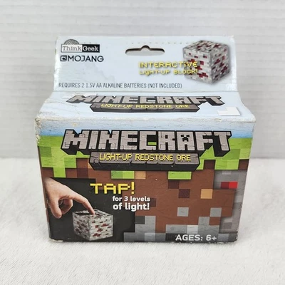 MINECRAFT LIGHT-UP REDSTONE ORE Interactive Light-Up Block Think Geek New - Image 1 of 4