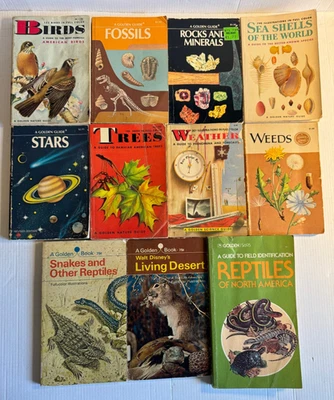 Golden Guide Books 11 1950s 1960s 1970s Stars Fossils Weather Weeds Reptiles - Image 1 of 4