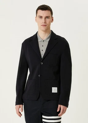 THOM BROWNE Abrigo Deportivo Lana Azul Marino Chaqueta Talla 2/Diseñador Mediano Nuevo Con Etiquetas Foto 1 de 4