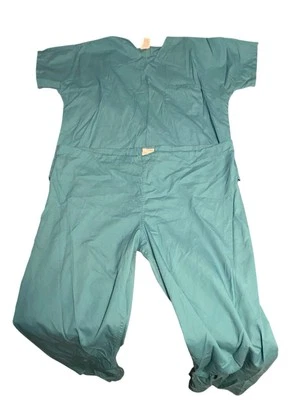 Simply Basic Medical Scrub Uniform Set Top Bottom Large Light Blue 2 pieces Set - Image 1 of 4