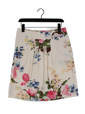 Joules Women's Midi Skirt UK 10 Cream Floral 100% Cotton Midi A-Line - Image 1 of 4