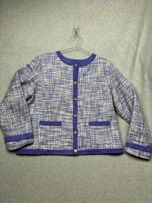 Chaqueta Blazer Vintage Maggie Sweet Tweed Para Mujer Talla XL Joya Botón Preppy Elegante Foto 1 de 4