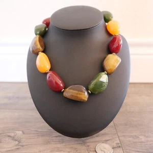 Chaps Brand Multi-colored Large Stone/Bead Necklace Choker - Picture 1 of 4