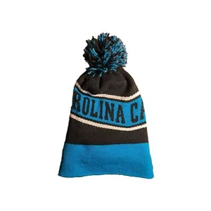 Carolina Panthers Beanie Toque Adult One Size Blue Black Pom Knit 100% Acrylic - Picture 1 of 2