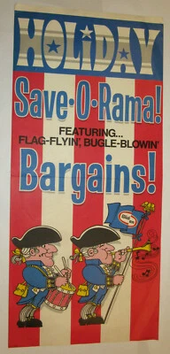 BICENTENNIAL VINTAGE RED/WHITE/BLUE 1976 GLIDDEN PAINT PAPER SIGN! 20x44" UNUSED - Image 1 of 4