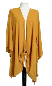 TIME AND TRU TIE FRONT Semi Sheer Gold Knee Length Kimono Robe/Cover Sz S/M - Picture 1 of 10