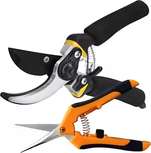 Pruning Shears 8" + Pruning Snips 6.5", Garden Scissors Clippers, Hand Pruner... - Picture 1 of 1