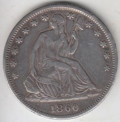 BETTER DATE 1860-S SEATED LIBERTY HALF DOLLAR XF DETAILS - Image 1 of 2