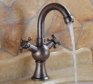 Antique Copper Swivel Spout Bathroom Basin Mixer Tap Faucet 8nn012 - Picture 1 of 5
