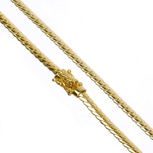"Collar de cadena de eslabón cubano chapado en oro 14K caja cierre cerradura de seguridad 5 mm 26" - Imagen 1 de 3