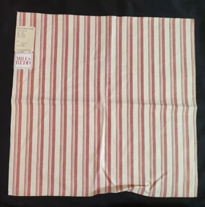 SCHUMACHER Capri Miles Redd Red & White Stripe 100% Linen Remnant Sample 26x26 - Picture 1 of 3