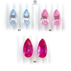 Synthetic Manmade Multi Color Gemstones Pear Shape Faceted Cut Pair for Jewelry - Picture 1 of 16