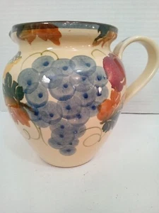 ITALIAN. hand painted PITCHER pottery FRUIT 7"x5" GUC - Picture 1 of 6