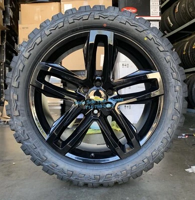 24'' inch FR94 TRAILBOSS BLACK WHEELS 35" MUD MT TIRES Silverado Tahoe Yukon - Image 1 of 4