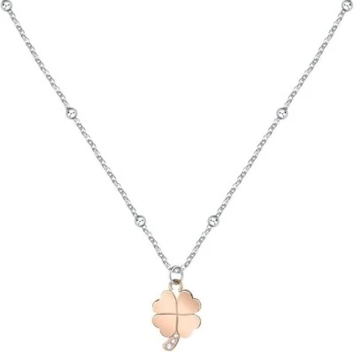 Collana Morellato Donna Acciaio Pendente Quadrifoglio Oro Rosa Cristalli _SAUY05 - Immagine 1 di 4