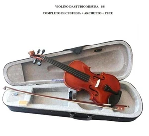 VIOLINO MISURA 1/8 PER BAMBINO DA STUDIO KIT CON CUSTODIA + ARCHETTO + PECE - Foto 1 di 4