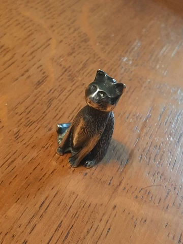 Scarce S. Kirk & Son 1 1/2" H.  Miniature Sterling Silver Cat Figurine Cover