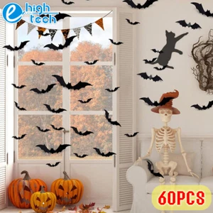 60Pcs Bats Wall Stickers Halloween Indoor Outdoor Party Waterproof 3D Decoration - Picture 1 of 9