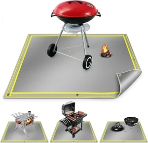 Almohadilla de barbacoa grande de 3 capas ignífuga de 47""x47"" con borde reflectante - Imagen 1 de 7