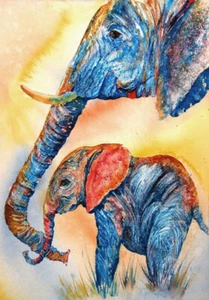 ELEPHANTS * LARGE A3 Size CANVAS ART PRINT - Picture 1 of 1