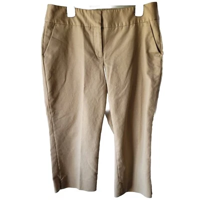Laura Ashley Crop Pants Size 12 Beige Khaki Low Rise Cotton Spandex Hook & Eye  - Image 1 of 4