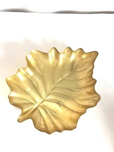 PRINCESS HOUSE *Bountiful Beauty* Gold Metallic 8 1/4" Leaf Plate Bowl RARE - Picture 1 of 5
