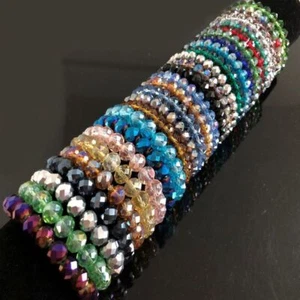8-10mm Rhinestone Glass Crystal Round Bead Stretch Bracelet Fashion Jewelry NEW - Picture 1 of 40