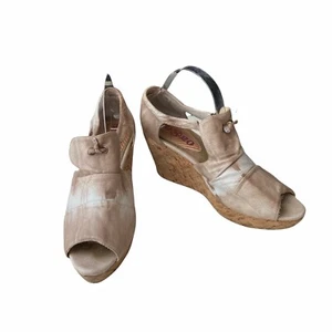 Sandalias de cuña Anthropologie 80 %20 cuero curtido/malva tinte lazo talla 10 - Imagen 1 de 12