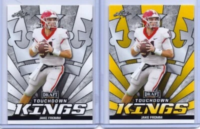 (2) JAKE FROMM 2020 LEAF "TOUCHDOWN KINGS "GOLD" ROOKIE CARD LOT #82! BULLDOGS - Image 1 of 2