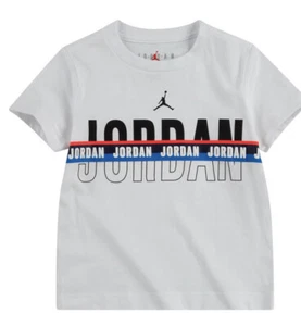 Nike Boys Jordan Jumpman Athletic Fit White T-Shirt Black White Blue Size L - Picture 1 of 12