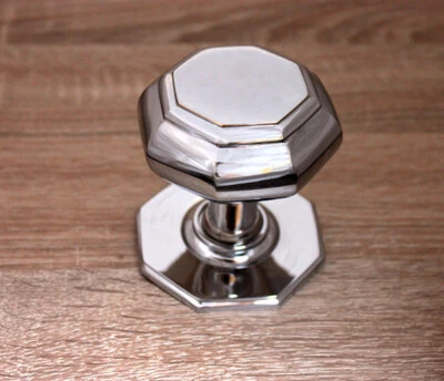 Viktorianischer achteckiger Mitte Türknauf 80 mm Zuggriffe Set Chrom oder Messing - Bild 1 von 4