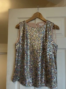 Feather And Bone Sequinned Top Size Small - Picture 1 of 4