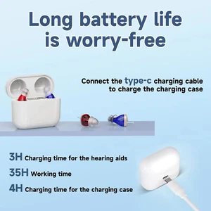 Apparecchio acustico invisibile in ear, custodia di ricarica digitale, auricolare amplificante HGMM - Foto 1 di 17