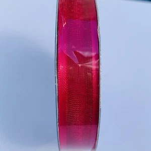 Dark Pink Organza Ribbon 15mm Wide Double Stripe Sewing Gifting Lace 6X Meters - Picture 1 of 5