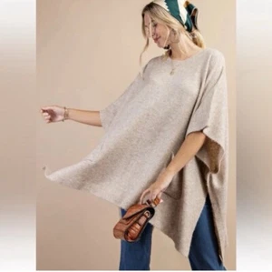 Kori America Gr. S/M hellbraun Oversize kastiger Poncho Pullover - Bild 1 von 7