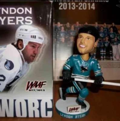 Lyndon Byers Worcester/San Jose Sharks Bobblehead DCU Center SGA 1 - Image 1 of 3